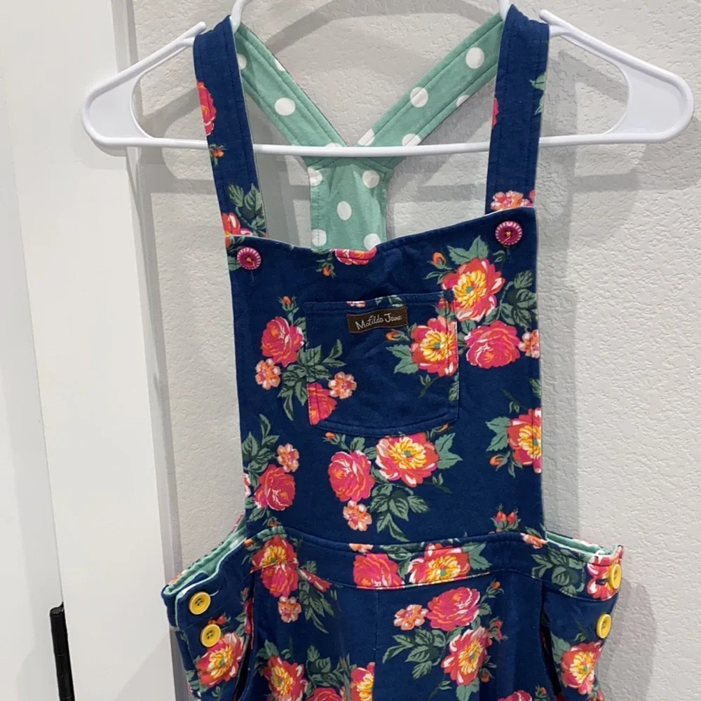 EUC Matilda Jane Clothing Size 14 Teen Tween Floral Flower Overalls MJC 2018 - Picture 7 of 11